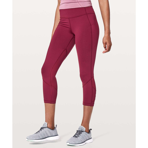 Lululemon Pace Rival Full-On Luxtreme 22" Crop Leggings Ruby Wine Burgundy 4 - Picture 1 of 14